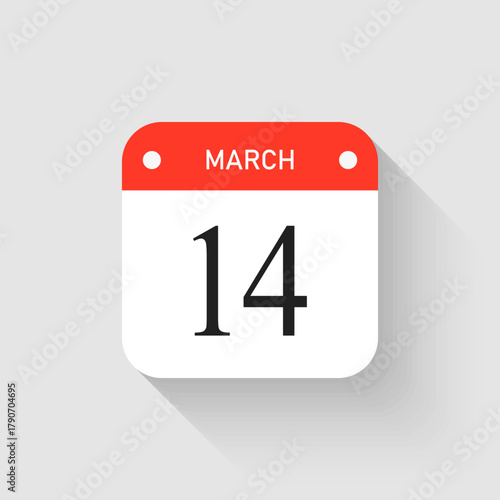 Vector icon page day calendar - 14 March month