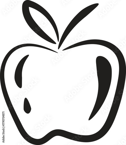 Minimal Black and White Apple Outline Logo Vector