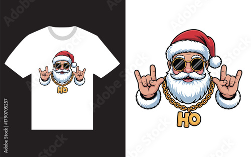 Santa claus with sunglasses and gold chain