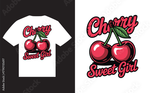 Sweet cherry graphic with text sweet girl