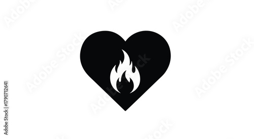 Fiery heart symbol representing passion and intense emotion
