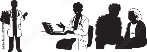 Doctor explaining heart health consulting with patients using technology for diagnosis and treatment in a modern healthcare setting