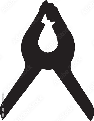 vector, silhouette of a  top view of plastic spring clamp