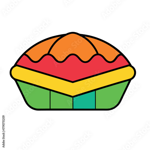 Colorful Pie Vector Line Art in Simple Cute Style

