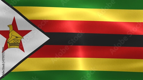 3D-Illustration of a Zimbabwe flag - realistic waving fabric flag.