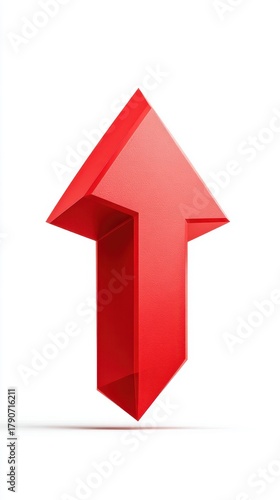 Red Arrow Pointing Upward on White Background Symbolizing Growth and Progress Studio Shot