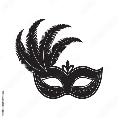 Mardi Gras Carnival Mask Silhouette Vector Design Illustration