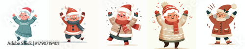 vector grandmother dancing to welcome Christmas