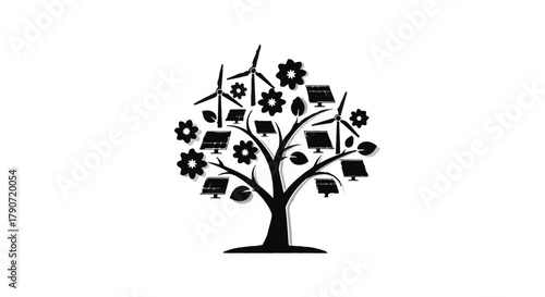 Abstract tree symbolizing renewable energy and sustainable technology growth