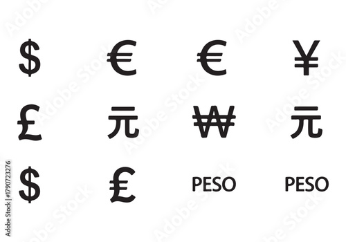 Set of Flat Business Icons, money signs - stock vector Sharp and minimal vector design