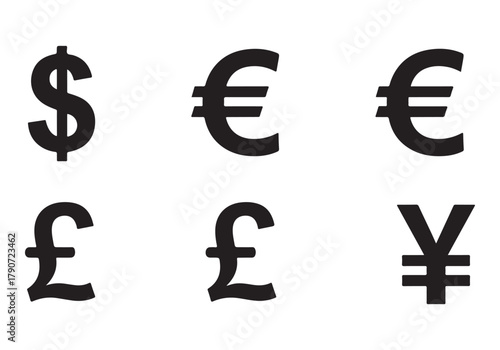 Set of Flat Business Icons, money signs - stock vector Sharp and minimal vector design