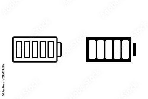 Battery icons set on isolated background. Isolated black smartphone battery level indicator icons. Battery icons set for your design. Vector EPS 10