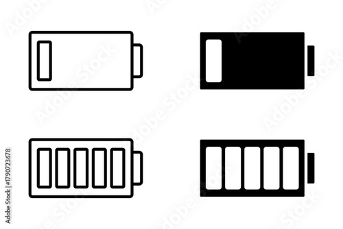 Battery icons set on isolated background. Isolated black smartphone battery level indicator icons. Battery icons set for your design. Vector EPS 10