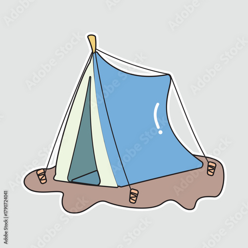 Camping Tent Sticker: A classic camping tent, perfect for illustrating outdoor activities, adventures, or nature trips