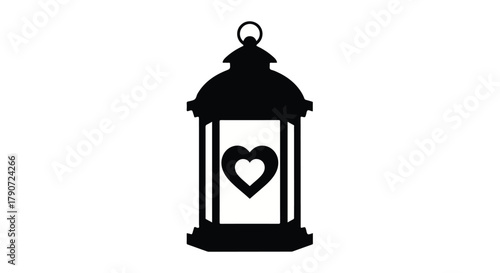 Elegant lantern silhouette with a glowing heart inside, symbolizing love and warmth.