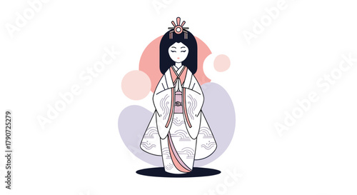 An artistic portrayal of a regal figure in traditional attire holding a glowing lantern in a serene setting.