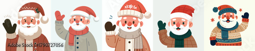 vector grandfather say hello christmas happily