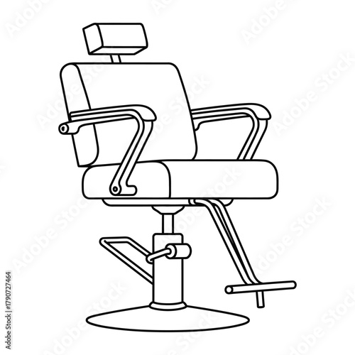 Black Outline Drawing of a Barber Chair with Footrest salon chair hair salon