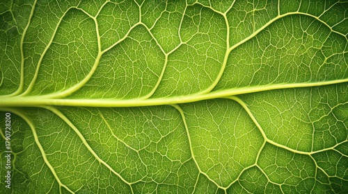 Close up detailed macro photograph of a green cabbage leaf