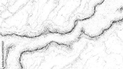 Black and white abstract topographic map texture with contour lines and dots background
