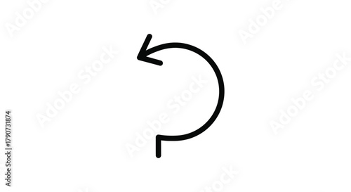 A simple graphic symbol of a curved arrow pointing left.