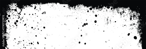 Grunge splat abstract leak texture. Halloween vector blood seamless border. Red dripping liquid paint with splatter, leaking bleeding splashes.