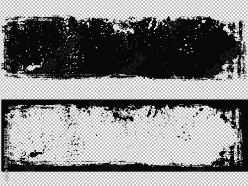 Straight line vector brush strokes. Black hand drawn stripes, smears.Paint roller line brushstrokes set. Rough grunge linocut stamp thick paint line textures. Grungy sketchy rectangle textboxes pack