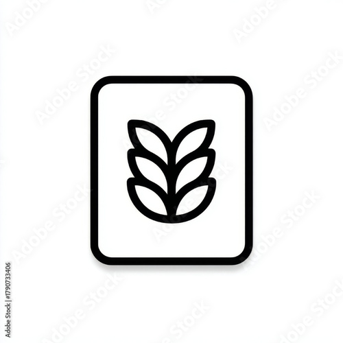 Wheat stalk line icon, black and white, symbol for agriculture, bakery, or organic food