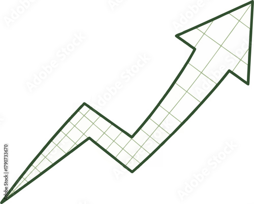 A stylized green arrow pointing upwards, representing growth and progress.