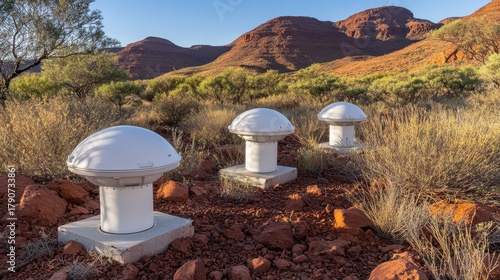 Electronic sensor arrays installed in rugged desert terrain