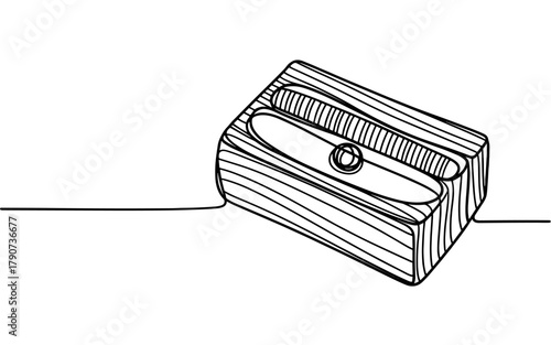 A classic wooden pencil sharpener, ideal for themes of stationery, school supplies, creativity, and sketching tools.
