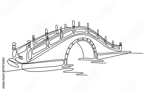 a classic arched bridge, emphasizing structure, architecture, simplicity, and elegant minimalist design.