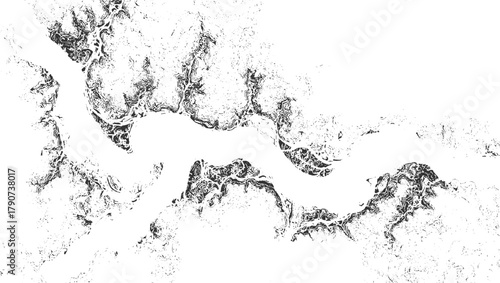 Abstract black and white textured pattern resembling topographical map contours vector