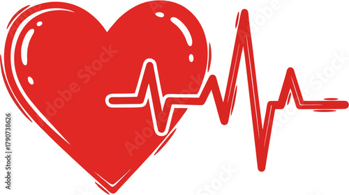 Red heart graphic with an electrocardiogram line tracing across it, symbolizing cardiovascular health.