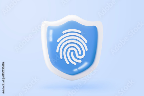 3D shield protection icon with check for online payment on white background concept, user account for 3d security with payment protection on isolated vector render background