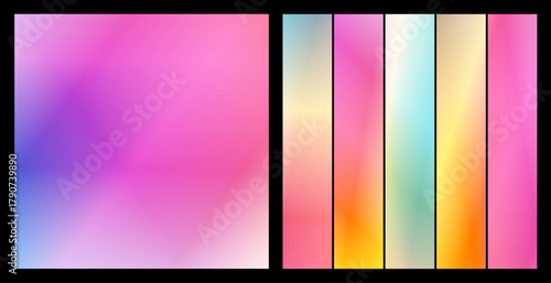 Abstract gradient background and palette, pink, purple, and blue, for creative projects