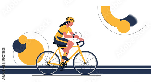 Woman cyclist checking health data on smartwatch, promoting fitness and wellbeing outdoor