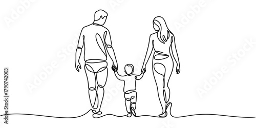 a mother, father, and child holding hands while walking, symbolizing unity, love, and family connection.