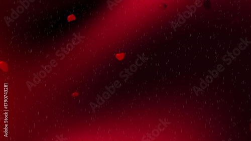Red background with white raindrops suitable for weather forecast graphics, environmental themes, emotional backgrounds, and calming nature designs.