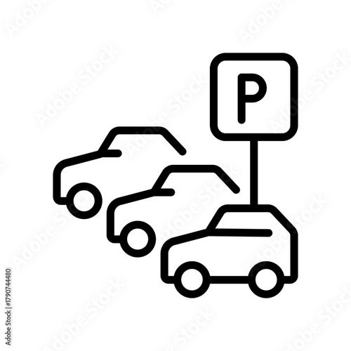 Rental car parking spot outline icon. Symbol, logo vector illustration.