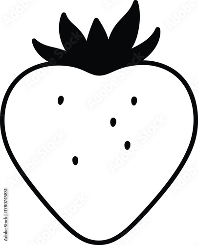 A charming strawberry illustration, showcasing its sweet and juicy appeal to viewers for simple coloring book