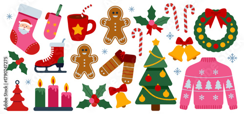 festive christmas icon collection set