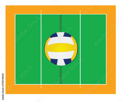 Volleyball green court. vector illustration	
