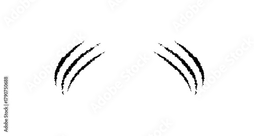 Black claw scratch marks isolated on white background – aggressive wild animal claw slashes vector illustration