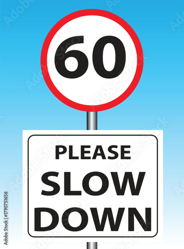 speed limit 60 traffic sign Victor Illustration