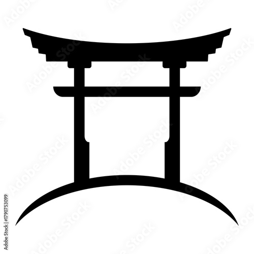 Japanese tori gate silhouette vector icon,modern and elegance design concept,isolated on white background,can be for signs,logo,or symbol ideas