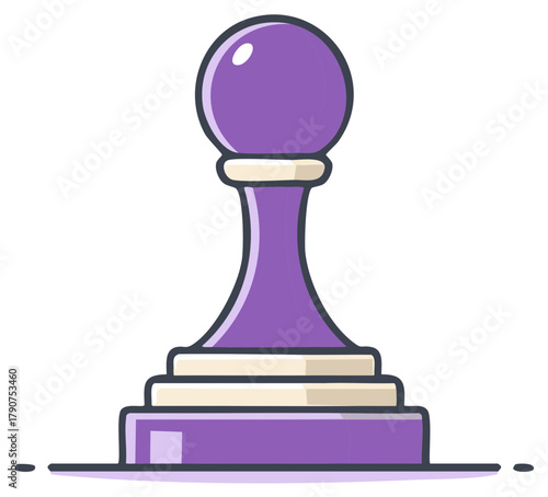 Cartoon Illustration of a Strategy Chess Pawn Piece with Purple Color