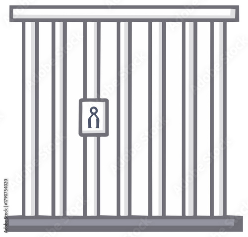 Abstract prison bars icon with figure inside