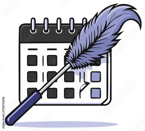 Conceptual illustration of a feather duster wiping a calendar clean for a fresh start