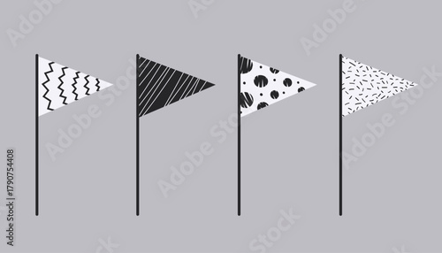 Set of Party Flags for Cake Toppers with different patterns